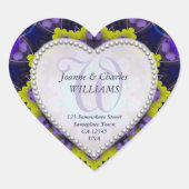 Stickers de mariage monogramme violet jaune (Devant)