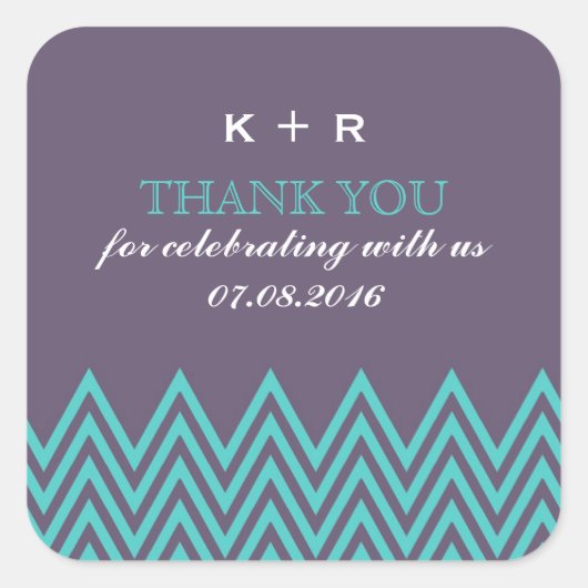 Stickers de mariage Motif violet Zigzag Favor (Devant)