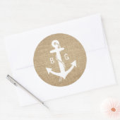 Stickers de mariage nautique Ancre Monogramme rust (Enveloppe)