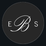 Stickers de mariage noir élégant monogramme cercle<br><div class="desc">Customisez ce chic élégant monogramme noir et blanc monogramme chic et élégant. Design moderne et clair avec un texte blanc et sur un arrière - plan noir. Tous les autres produits correspondants peuvent être trouvés dans une collection.</div>