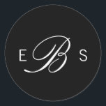 Stickers de mariage noir élégant monogramme cercle<br><div class="desc">Customisez ce chic élégant monogramme noir et blanc monogramme chic et élégant. Design moderne et clair avec un texte blanc et sur un arrière - plan noir. Tous les autres produits correspondants peuvent être trouvés dans une collection.</div>