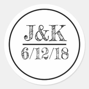 Stickers de mariage noir et blanc personnalisés