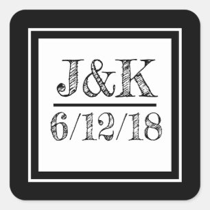 Stickers de mariage noir et blanc personnalisés