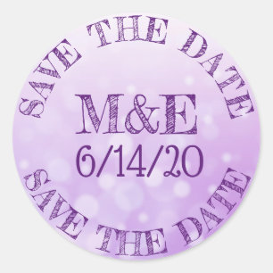 Stickers de mariage personnalisé violet Bokeh