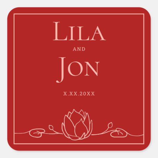 Stickers de mariage personnalisés Lotus (Devant)