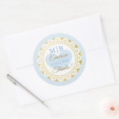 Stickers de mariage personnalisés Merci Blue Gold (Enveloppe)