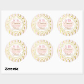 Stickers de mariage personnalisés Merci rose or (Feuille)