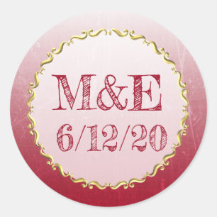 Stickers de mariage personnalisés Red Crackle