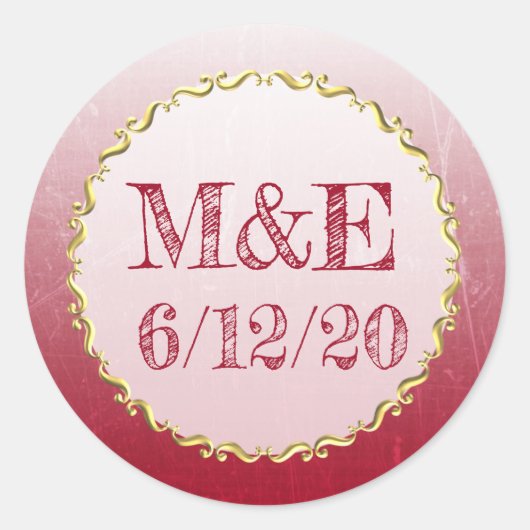 Stickers de mariage personnalisés Red Crackle (Devant)
