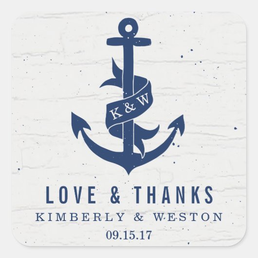Stickers de mariage pour Ancres rustiques / Marine (Devant)