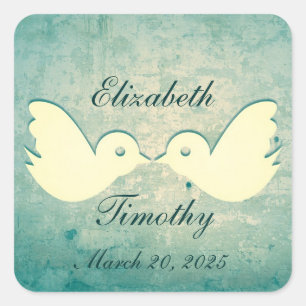 Stickers de mariage pour cage d'oiseau de Teal mag