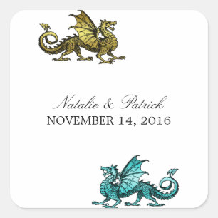 Stickers de mariage pour dragon Turquoise d'or