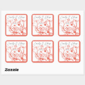 Stickers de mariage pour Inséparable corail et gri (Feuille)