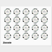 Stickers de mariage rayé noir et blanc verdoyant (Feuille)