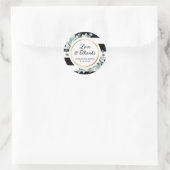 Stickers de mariage rayé noir et blanc verdoyant (Sac)