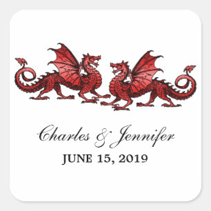 Stickers de mariage Red Elegant Dragons