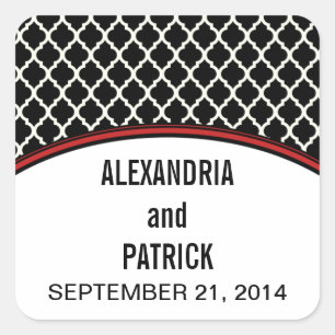 Stickers de mariage Red Elegant Quatrefoil