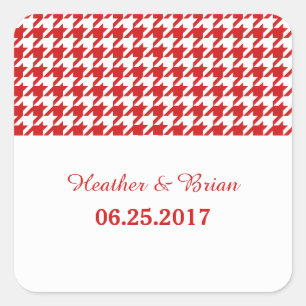 Stickers de mariage Red Houndstooth