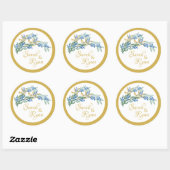 Stickers de mariage rond à branche verte (Feuille)