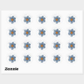 Stickers de mariage rond bleu et orange (Feuille)