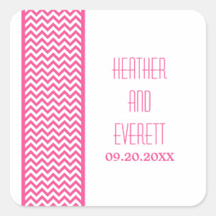 Stickers de mariage rose Chevron