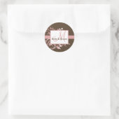 Stickers de mariage rose et Brown Monogramme (Sac)