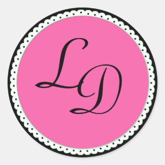 Stickers de mariage rose et noir Monogramme