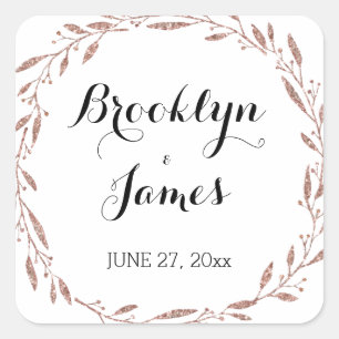 Stickers de mariage Rose Gold Foil Floral Wreath