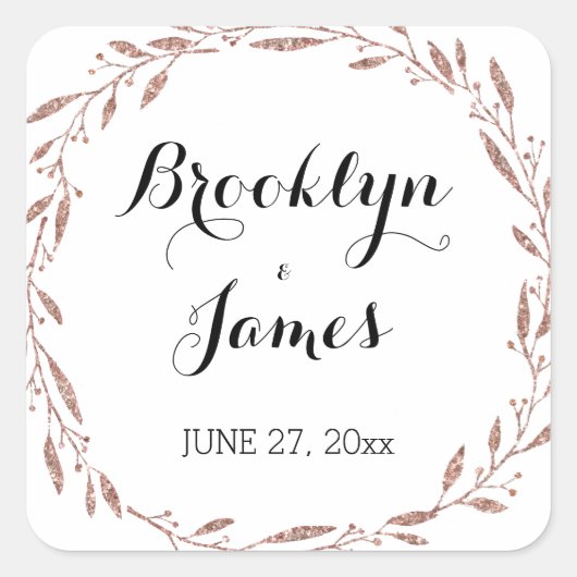 Stickers de mariage Rose Gold Foil Floral Wreath (Devant)