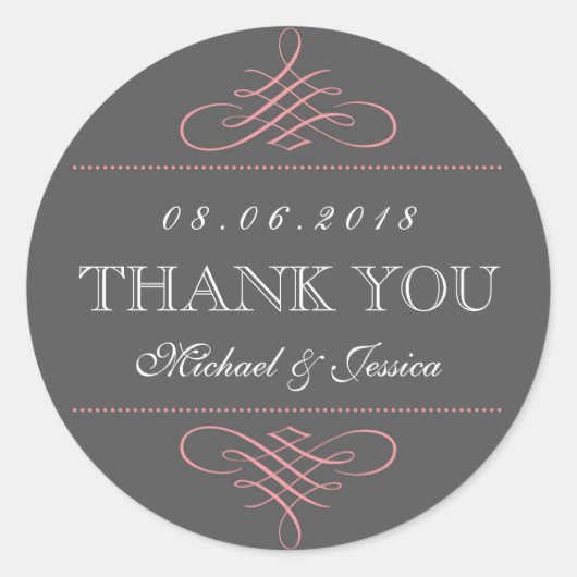 Stickers de mariage rose gris (Devant)