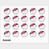 Stickers de mariage rose marguerite noir blanc flo (Feuille)