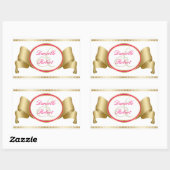 Stickers de mariage rose & or Ruban & torchons (Feuille)