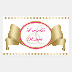 Stickers de mariage rose & or Ruban & torchons