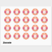Stickers de mariage rose orange Monogramme Damas (Feuille)
