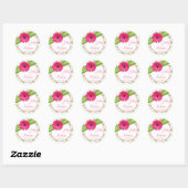 Stickers de mariage rose pâle vert blanc floral (Feuille)