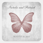 Stickers de mariage rose papillon (Devant)