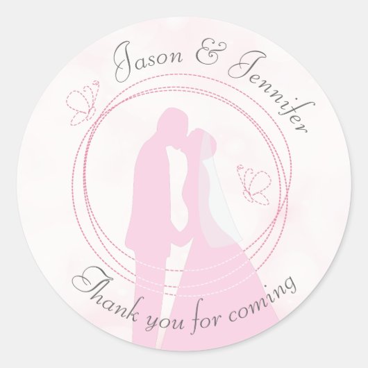 Stickers de mariage rose romantique Merci (Devant)