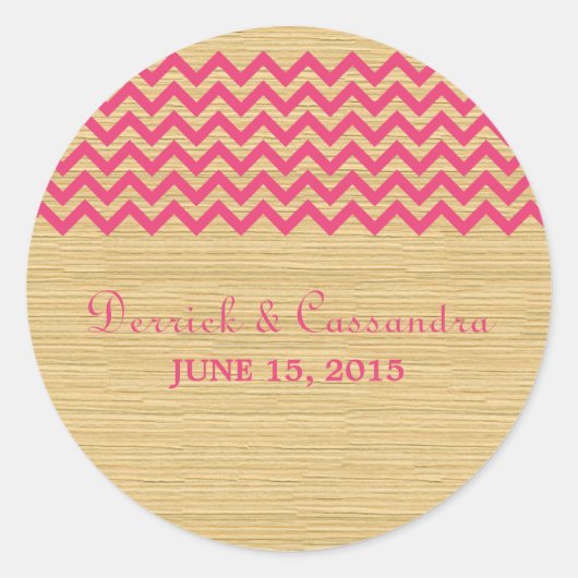 Stickers de mariage rose rustique Chevron (Devant)