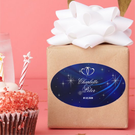 Stickers de mariage Royal Blue Diamonds/Coeurs (Fête)