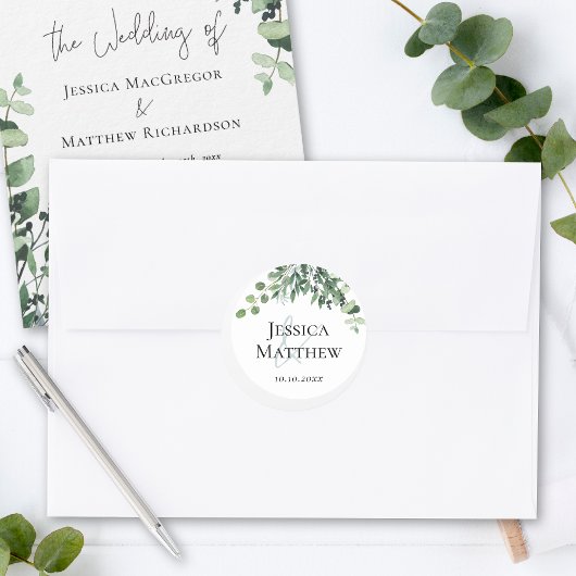 Stickers de mariage rustique Eucalyptus