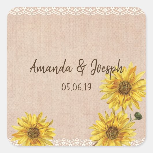 Stickers de mariage rustique Lace & Burlap Tournes (Devant)