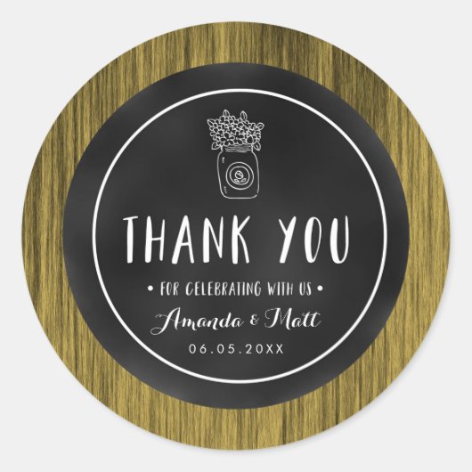 Stickers de mariage rustique Mason Jar personnalis (Devant)