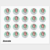 stickers de mariage rustique menthe et rose (Feuille)