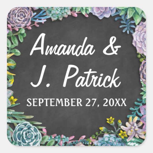 Stickers de mariage Succulent et Chalkboard Favor (Devant)