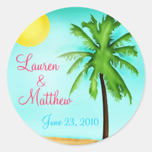 Stickers de mariage tropical de plage personnalisé