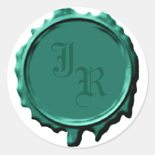 Stickers de mariage turquoise de phoque Monogramme (Devant)