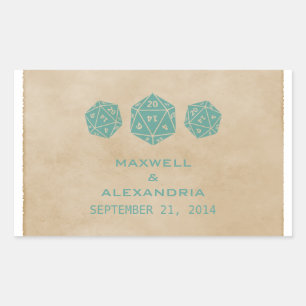 Stickers de mariage turquoise Grunge D20 Dice Game