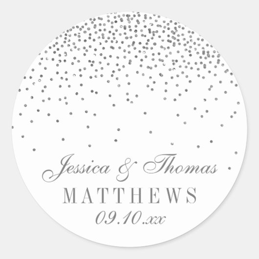 Stickers de mariage vintage Glam Silver Confetti (Devant)