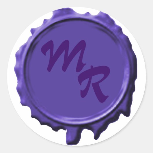 Stickers de mariage violet de monogramme (Devant)