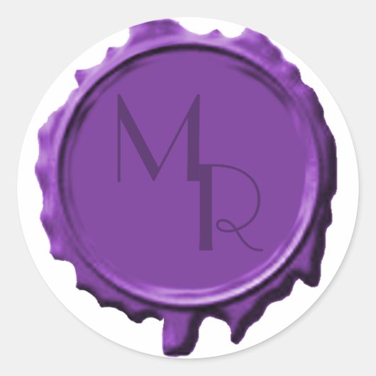 Stickers de mariage violet Monogramme (Devant)